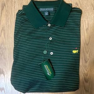 Masters Collection Mens Green Stripe Polo Golf Shirt Size L Pima Cotton NEW NWT